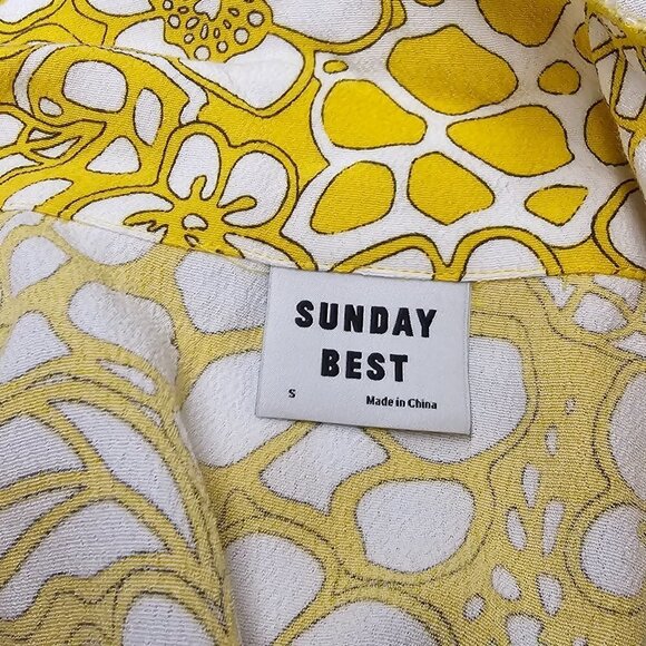 Aritza Sunday Best Vida Dress Flora Mini Shirt Button Front Size Small Yellow - Picture 10 of 11